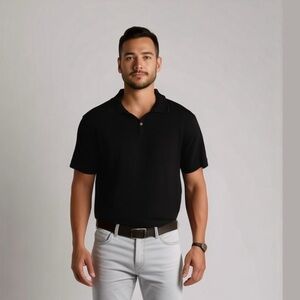 Banana Republic Luxury Touch Standard Classic Fit Black Polo Shirt Size L